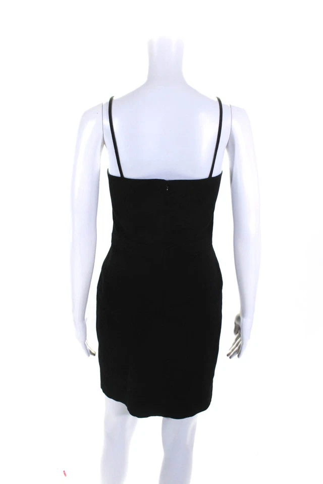 Joie 女式棉质帆布细肩带 V 领小黑连衣裙黑色 S 码 — 第 3/4 张图片