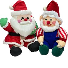 1993 International Silver Co Santa Claus 12.5" Elf 11.5" Nylon Plush Christmas