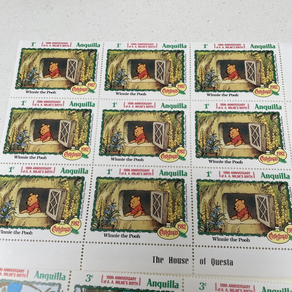 1982 Anguilla Winnie the Pooh Stamps blocks. Total of 81 stamps. MNH - Image 2 of 4