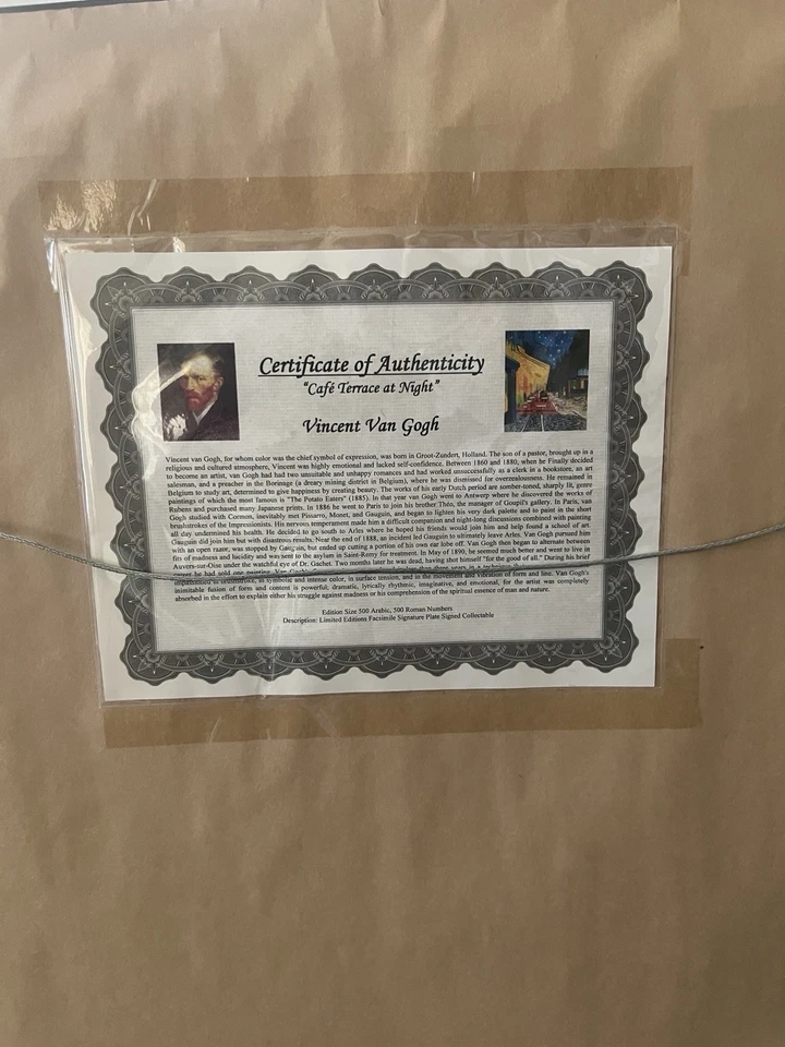 Framed signed lithograph of Vincent van Gogh’s “Café Terrace at Night” - Image 4 of 4