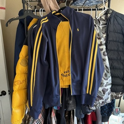 Vtg Ralph Lauren Polo Sport Navy Blue Yellow Tracksuit Jacket