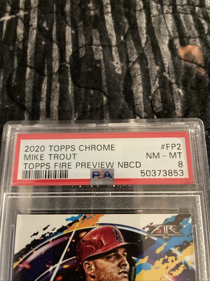 2020 Topps Chrome⚾️MIKE TROUT #FP-2 TOPPS FIRE PREVIEW NBCD PSA 9💰POP6 👈RARE! - Image 3 of 3