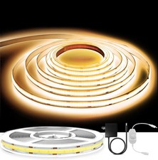 16.4ft COB Turnable Rope Light, Warm White LED Strip Light, 3000K 24V 1600 LE...