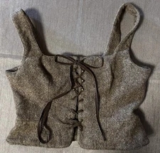 Vintage RALPH Ralph Lauren Brown, L, Wool Tweed Lace Up Corset, Union Made EUC