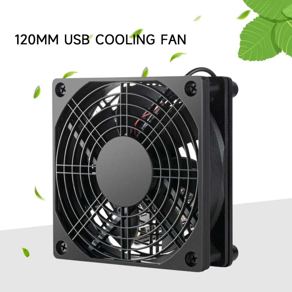 Black Cooling Fan Stand USB Silent Cooler 2500RPM for Router Modem Cable TV Box - Image 2 of 4