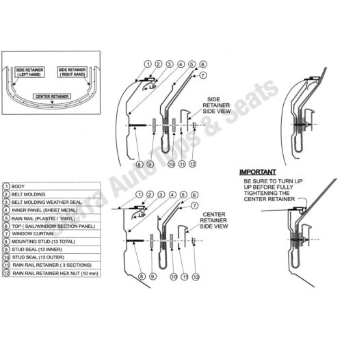 Riel de lluvia de repuesto Mazda Miata 1990-2005 convertible techo blando con hardware - Imagen 4 de 4
