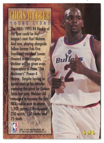 1994-95 Fleer - Young Lion #6 Chris Webber - Picture 2 of 2