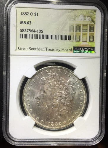 1882-O Morgan Dollar $1 NGC MS63 Great Southern Treasury Hoard