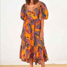 NWT Farm Rio Beaded Macaw Midi Dress