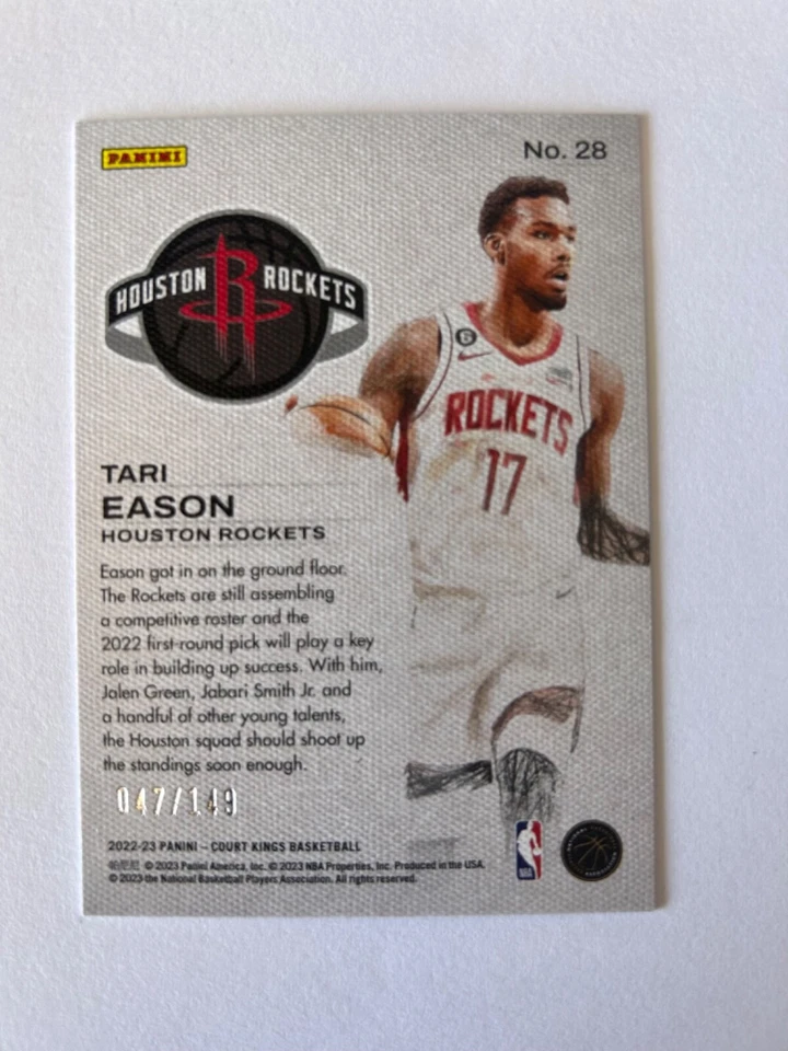 2022-23 Court Kings Tari Eason Red Foil Works in Progress Rookie Card SP #47/149 - Image 2 of 2