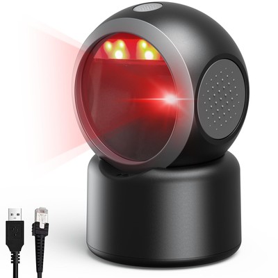 Symcode 1D 2D QR Desktop Barcode Scanner, Omnidirectional Hands-Free Automati...