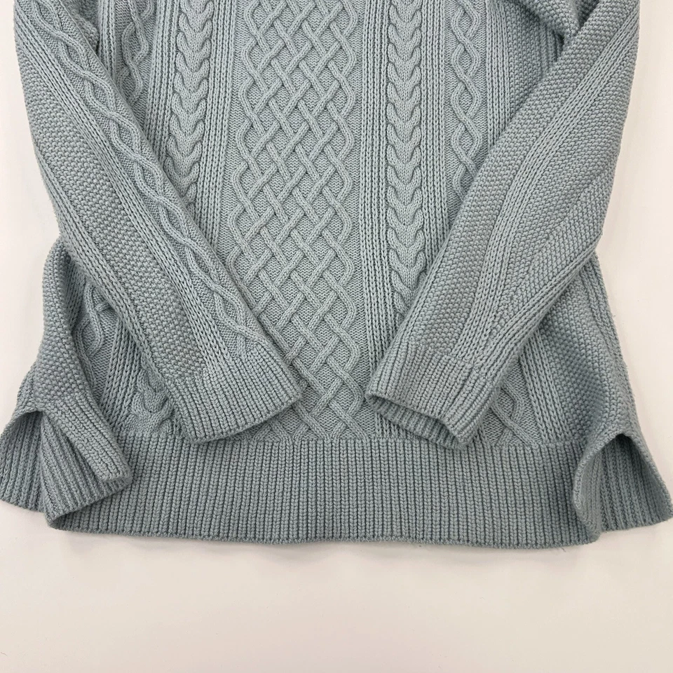Suéter Pullover TALBOTS Mujer M Cuello Alto Tejido con Cable Verde Espuma de Mar Usado en Excelente Condición Foto 2 de 4