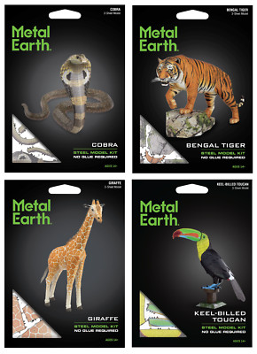 Fascinations Metal Earth COBRA BENGAL TIGER GIRAFFE KEEL-BILLED TOUCAN Model Kit