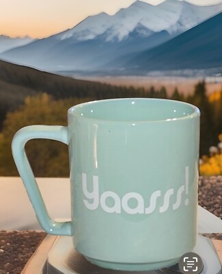 ROOM ESSENTIALS  YAASSS!  Turquoise Stoneware Cute Handle Shape Coffee Mug