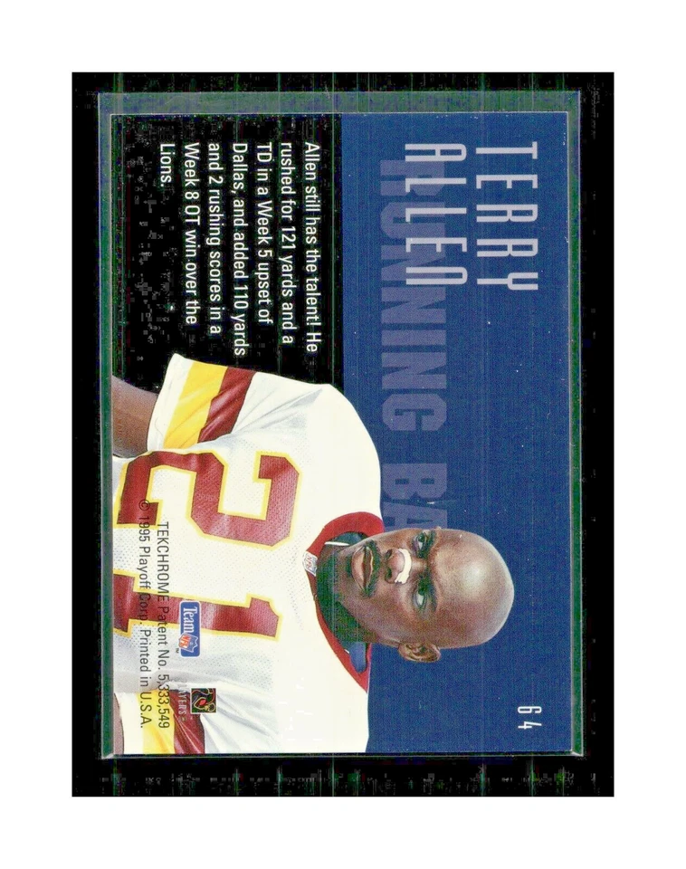 1995 Playoff Contenders Terry Allen #64 - Image 4 of 4