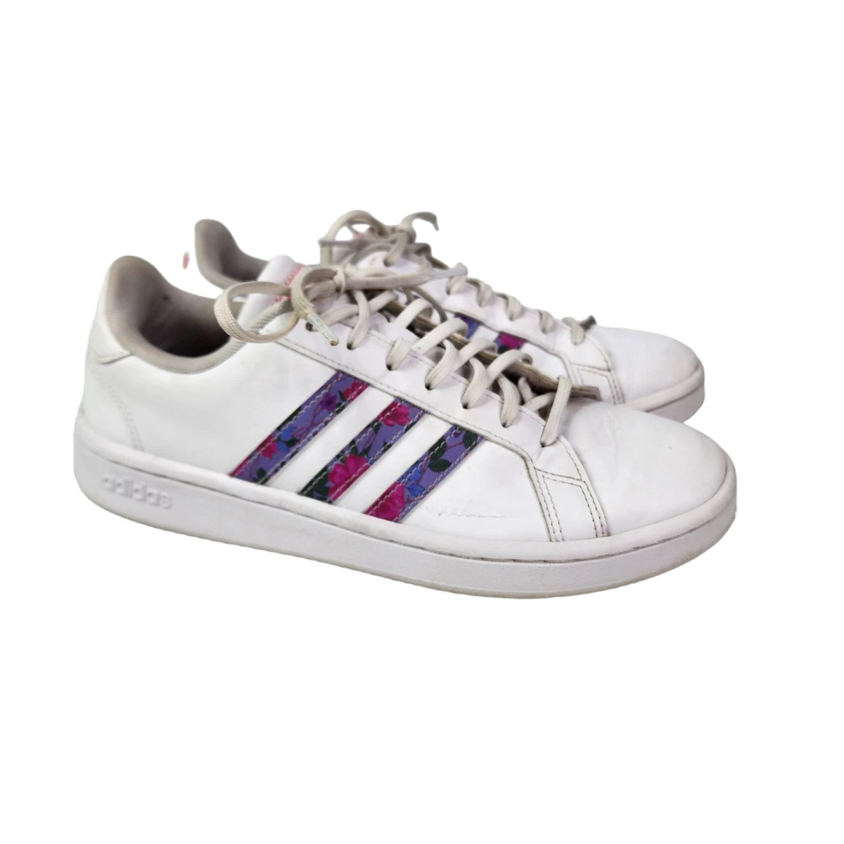 Adidas FARM Rio Grand Court Leather Floral White Pink Women Size 8 US |