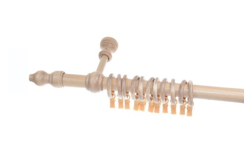 TRADITIONAL WOODEN CURTAIN POLE SINGLE SET WITH BRACKETS RINGS & FINIALS 28mm - Picture 4 of 19