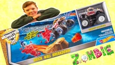 HOT WHEELS MONSTER JAM BRICK WALL BREAKDOWN WITH ZOMBIE