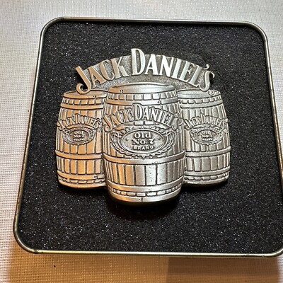 Jack Daniels Barrels No 7 Whiskey GAP Pewter Belt Buckle Vintage Rare In Tin Box