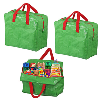 Große Aufbewahrungstasche Reißverschluss Spielzeug Teddybär Organizer Reißverschluss grün 50L x 3