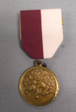 action WRESTLING gold medal trophy award pin maroon/white
