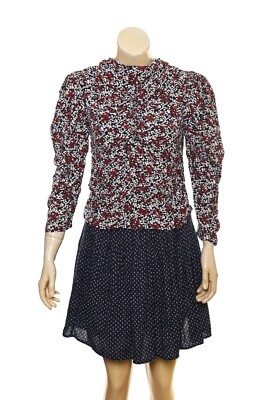 Pia Tjelta Floral Printed Top S 6 Women's Casual Puff Sleeve
