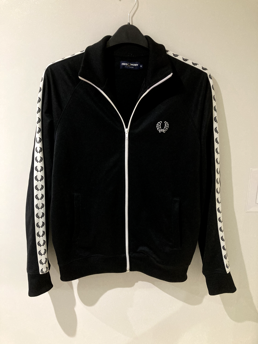 FRED PERRY ブラック ジップアップジャケット M FRED PERRY ジップアップジャケット 黒