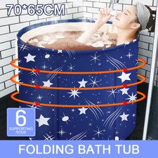 Foldable Portable Bathtub Water Tub Folding PVC Adult SPA Bath Bucket 70*65cm