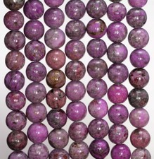 8MM PURPLE JADE GEMSTONE ROUND LOOSE BEADS 15"