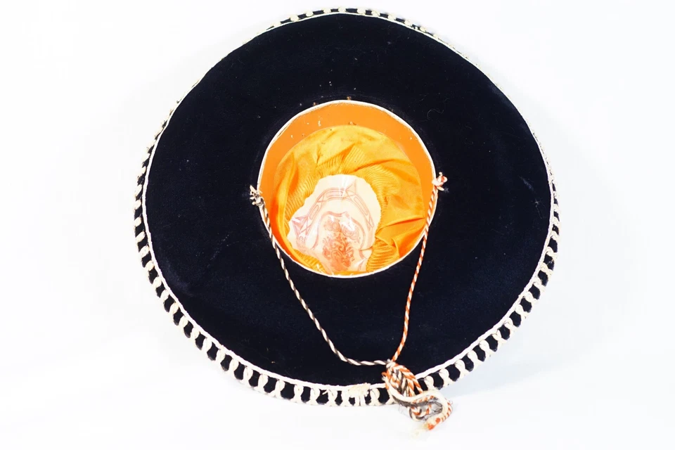 Sombrero Mexicano De Colección Nuevo Grande Lentejuelas Terciopelo Negro Como En La Imagen Foto 3 de 4