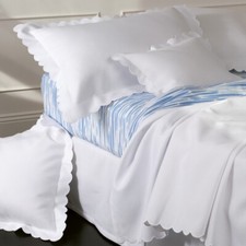 157 MATOUK DIAMOND PIQUE COTTON POLY SCALLOP EMBROIDERED 1 EURO SHAM BONE WHITE