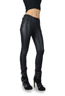 black faux leather jeans