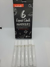 HUIHUIBI White Chalk Markers 6 Pack Set White Liquid Chalk Markers White Dry.