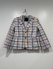 JANIE AND JACK Kids Plaid Print Blazer Linen Blend Jacket Coastal Preppy Classic
