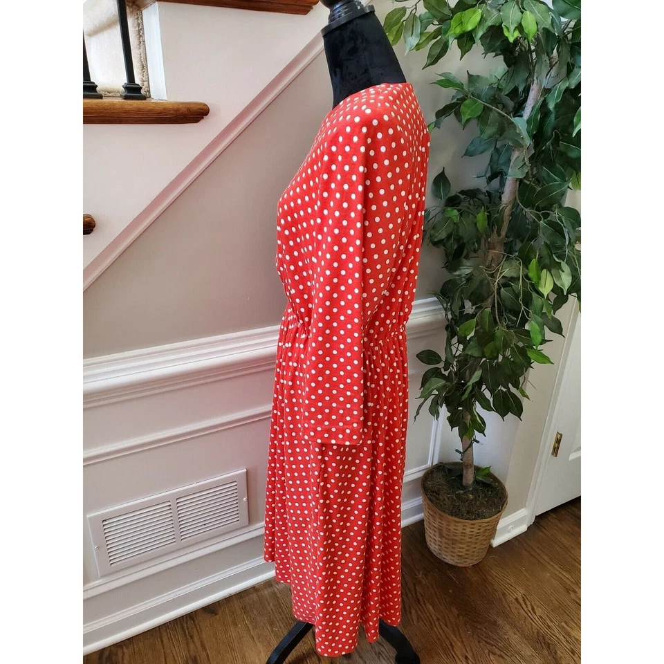 Vestido Vintage Via Sant Andrea Rojo Poliéster Cuello Redondo Manga Larga Hasta la Rodilla M Foto 3 de 4