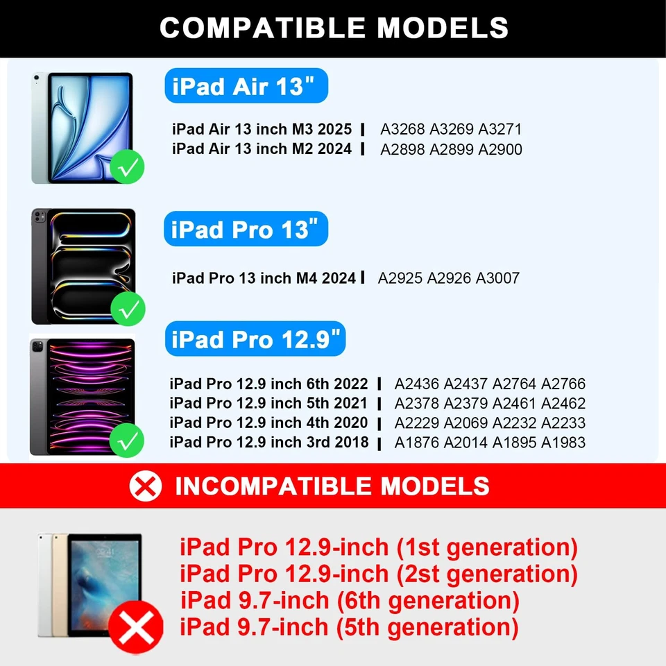 Keyboard Case for iPad Air 13 inch(M3/M2)&iPad Pro 13, iPad Pro 12.9(6th/5th ... - Image 2 of 4