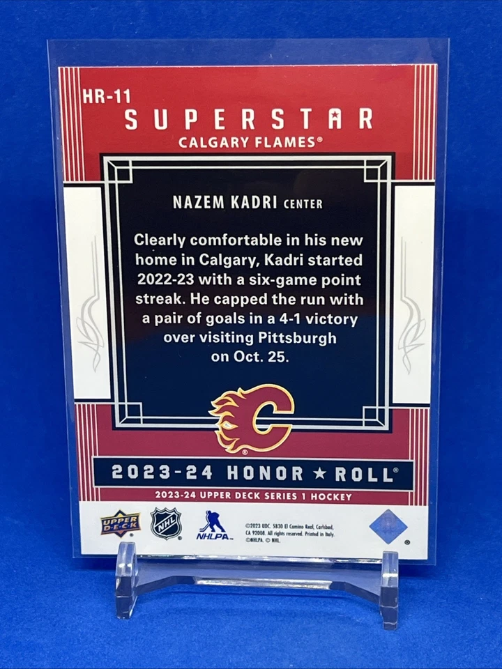 2023-24 UD Upper Deck Series 1 Superstar Honor Roll - HR-11 Nazem Kadri Flames - Image 2 of 2