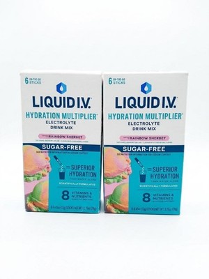 2 PACK Liquid IV Hydration Multiplier Rainbow Sherebet EXP 12/9/27, 12/10/27
