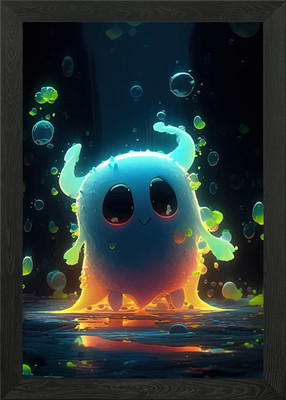 Cute Glowing Creature Framed Wall Art Poster Canvas Print Picture