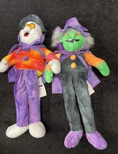 Vintage Stuffins Witch Halloween Plush 28" 1998 & 24” Ghost New With Tags