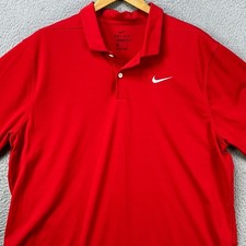 Nike Dri Fit Mens XL Shirt Polo Golf Red Standard Fit Rugby Short Sleeve EUC