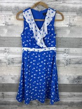Ann Taylor Women’s Blue White Sleeveless Floral Dress 0