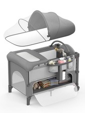 Baby Bassinet, Pack and Play, 4-height Adjustable Bedside Crib Sleeper, Diape...