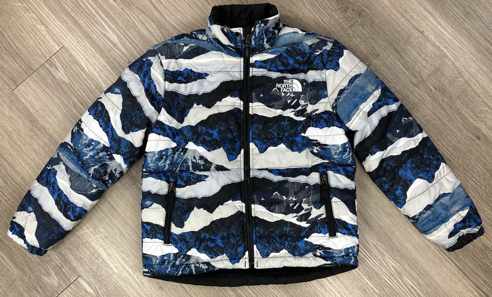 The North Face Boy's Reversible Mt Chimbo Full-Zip Coat Jacket M 10/12 Blue