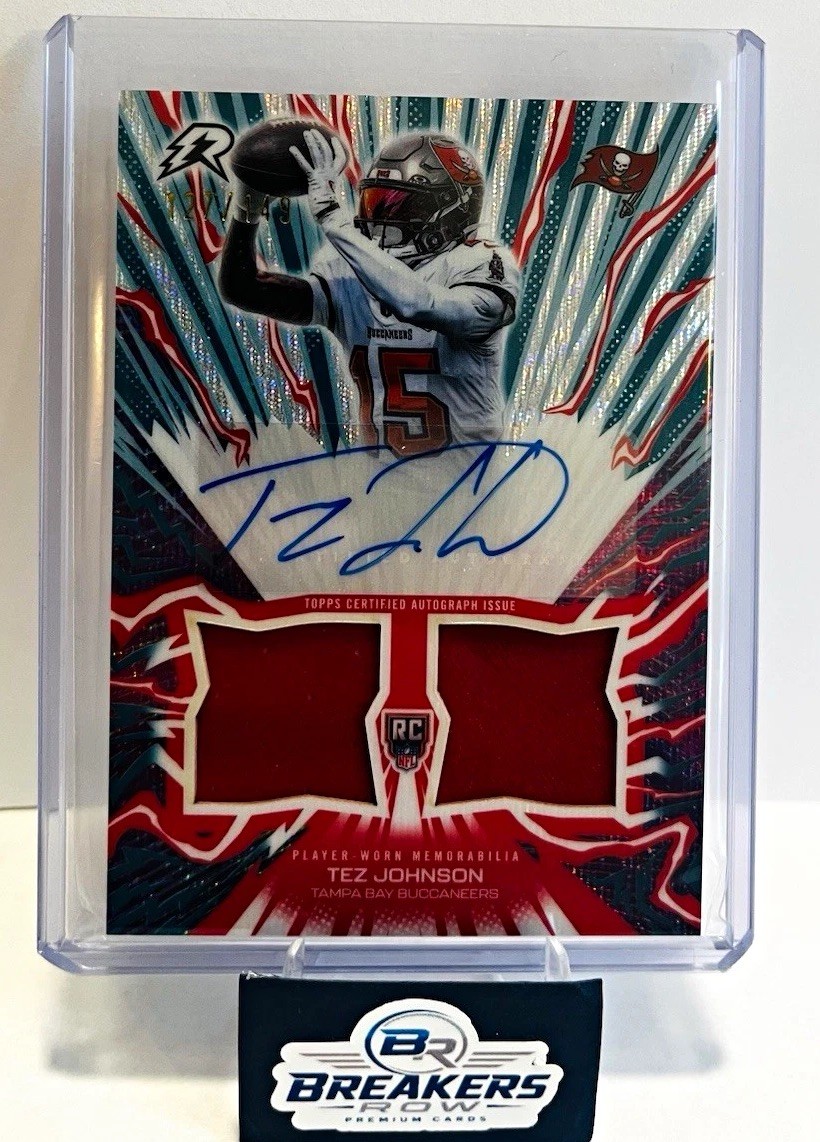 Tez Johnson 2025 Topps Resurgence Amped Up Rookie Relic Autographs #AUTJ Teal Surge