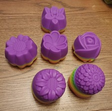 Silicone Molds - Baking Cups - Multiple Flower Shapes  - 42 Pieces
