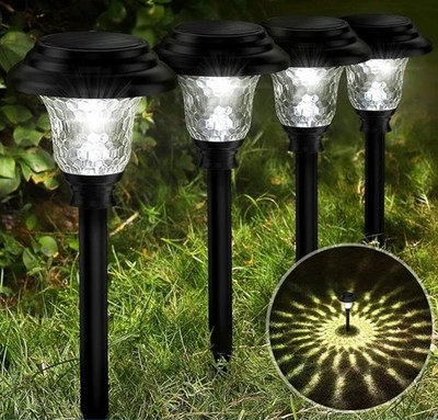 Glass Solar Lights Outdoor Waterproof, 8 Pack Super Bright Solar Pathway Lights,