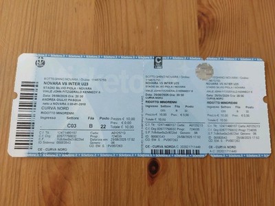 Used Sammler Ticket Italien Serie C 2025/26 Novara FC vs Inter Mailand U23