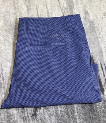 Callaway Mens Blue Geometric Micro Print Golf Shorts Size 38 Performance Stretch