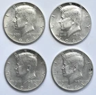 Lot of 4 1964 KENNEDY .90 SILVER HALF DOLLARS - Nice Luster - $2 Face Value
